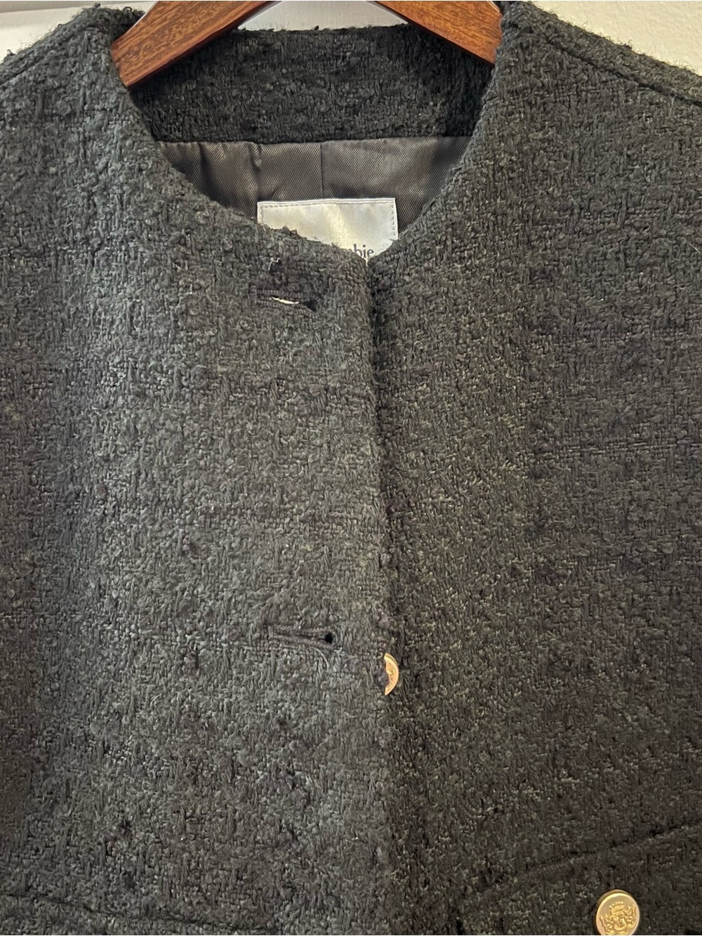 Abercrombie & Fitch Black Cropped Jacket with Gold Buttons - Picture 11 of 16